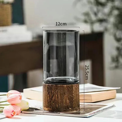 Wood And Glass decorative Vase