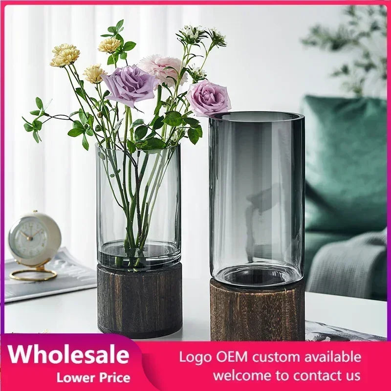 Wood And Glass decorative Vase