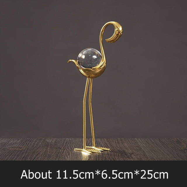 Gold Flamingo Crystal Ball Decoration