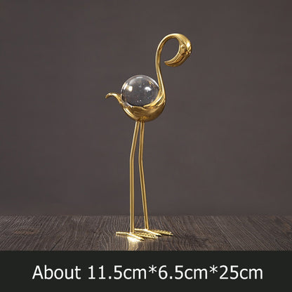 Gold Flamingo Crystal Ball Decoration