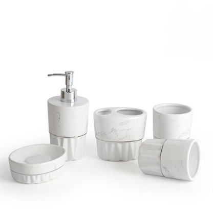Simple White Ceramic Bathroom Set