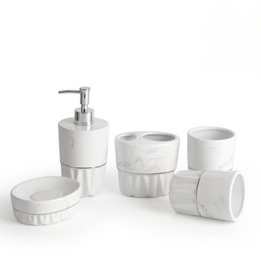 Simple White Ceramic Bathroom Set