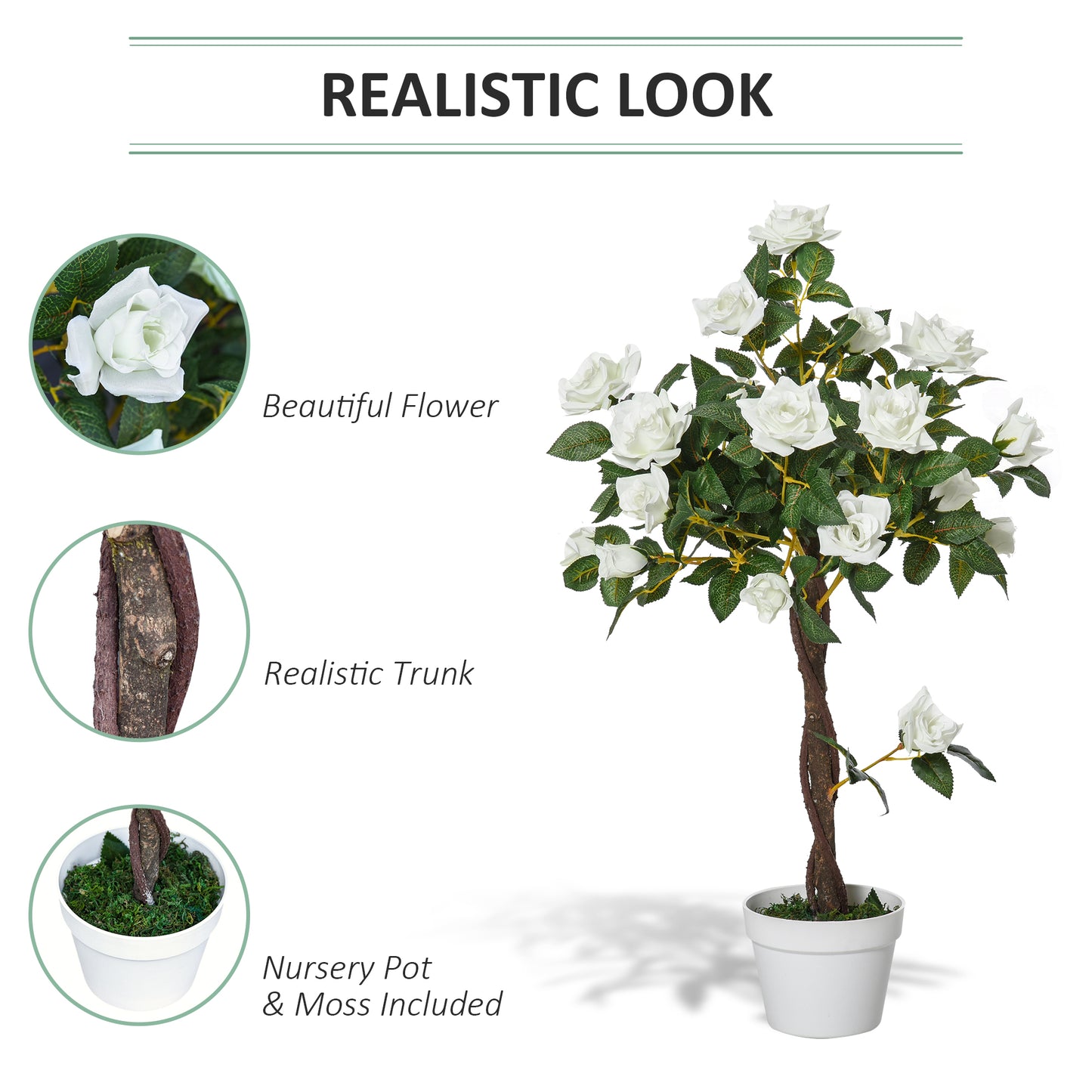 White Rose Artificial Plant In Pot