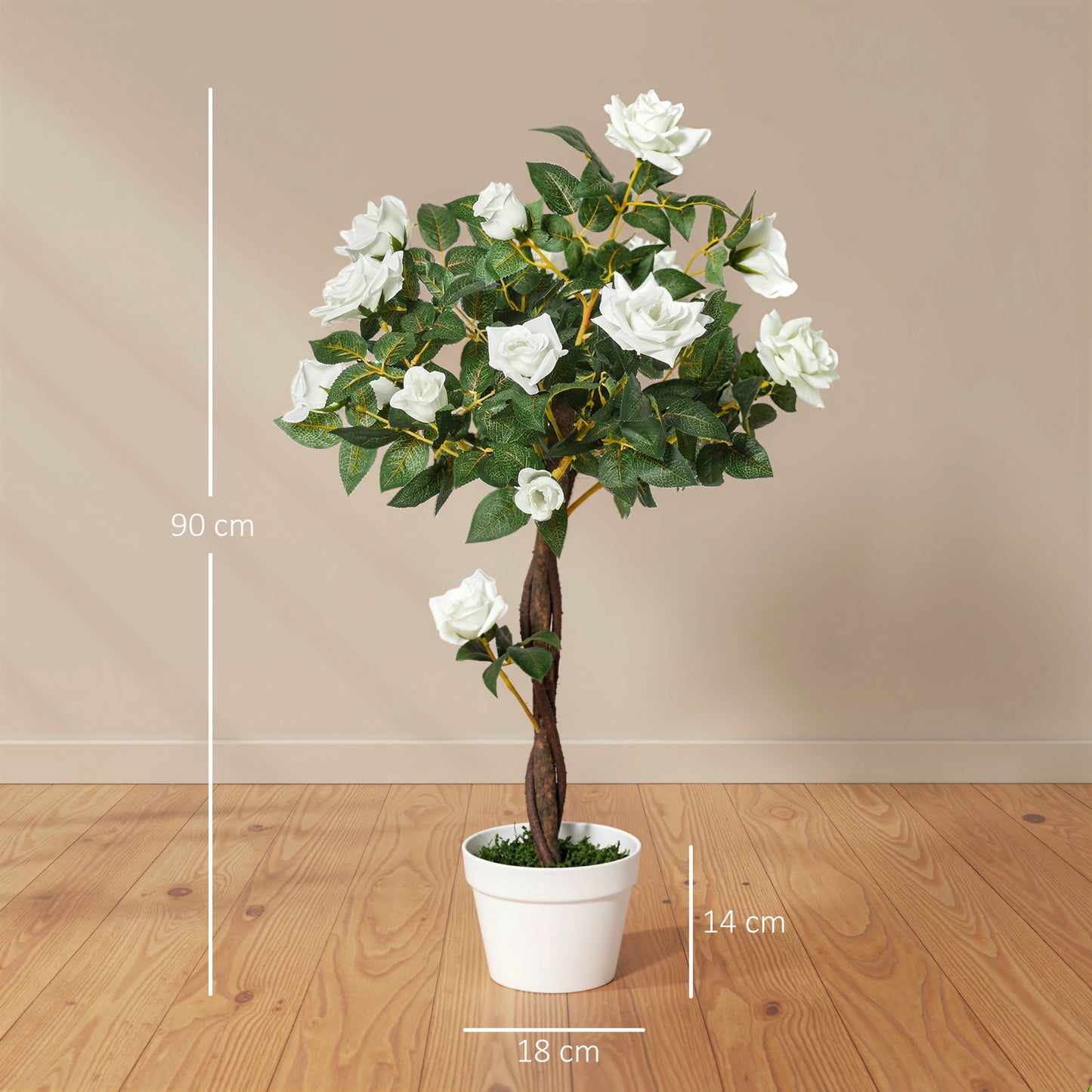 White Rose Artificial Plant In Pot