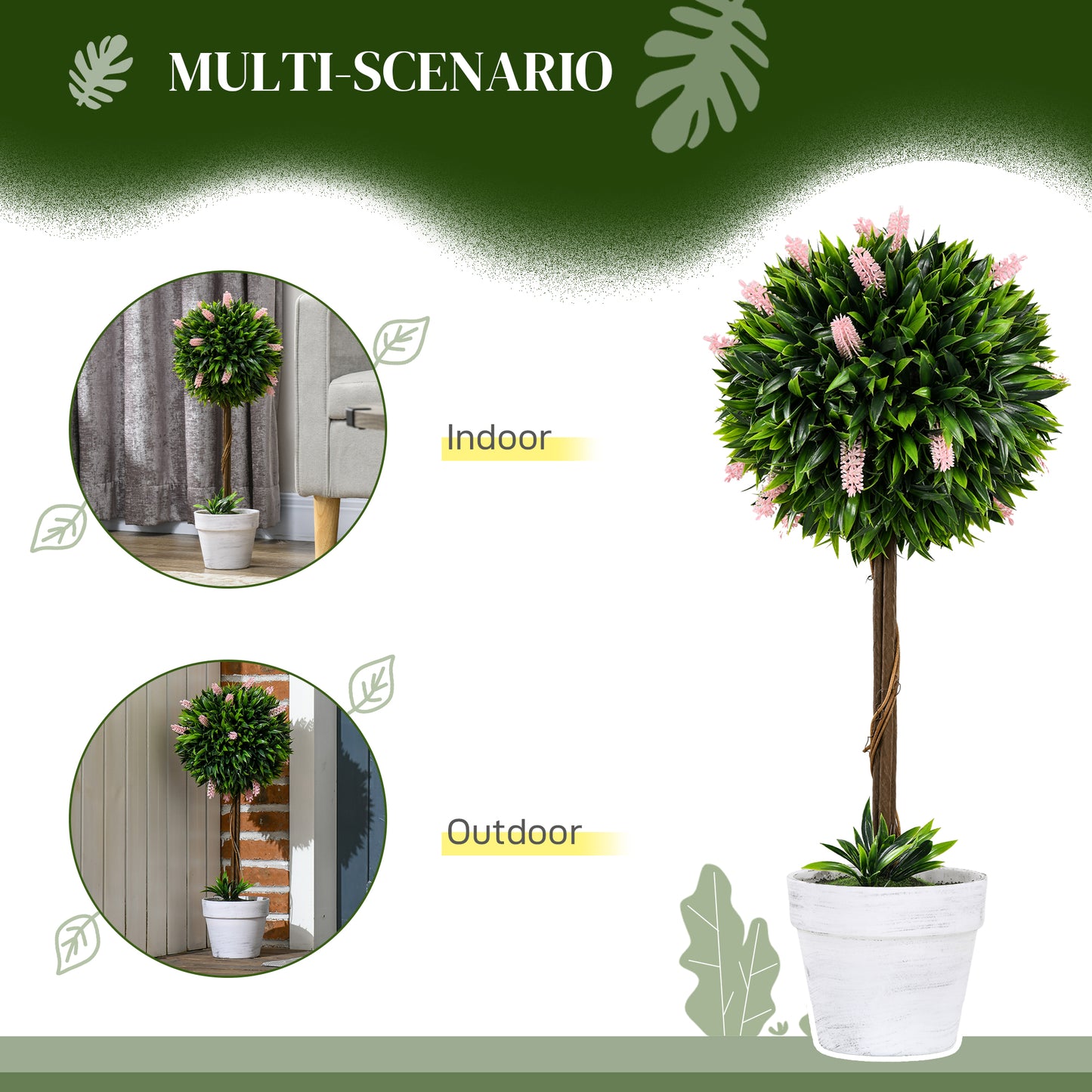 Artificial Ball Trees With Pink Flower