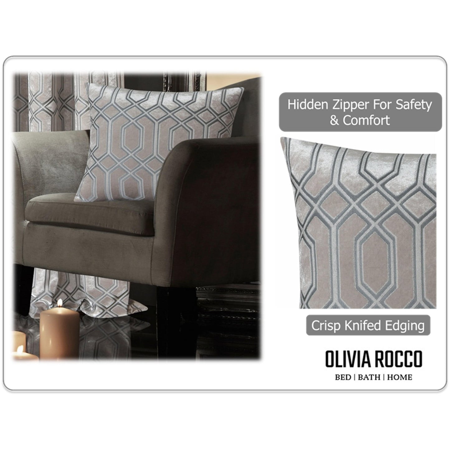 Two Pack Champagne Geometric Decorative Cushions