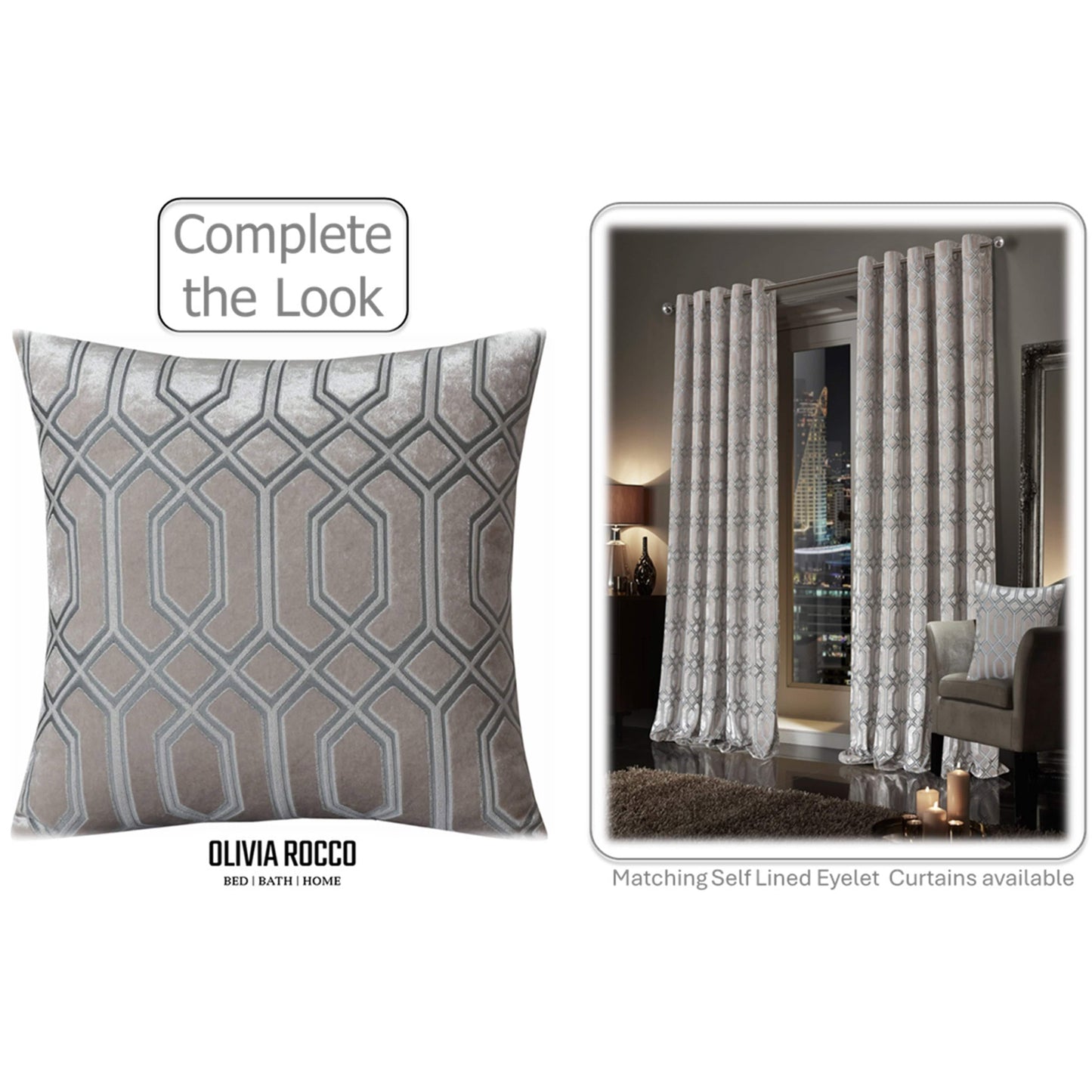 Two Pack Champagne Geometric Decorative Cushions