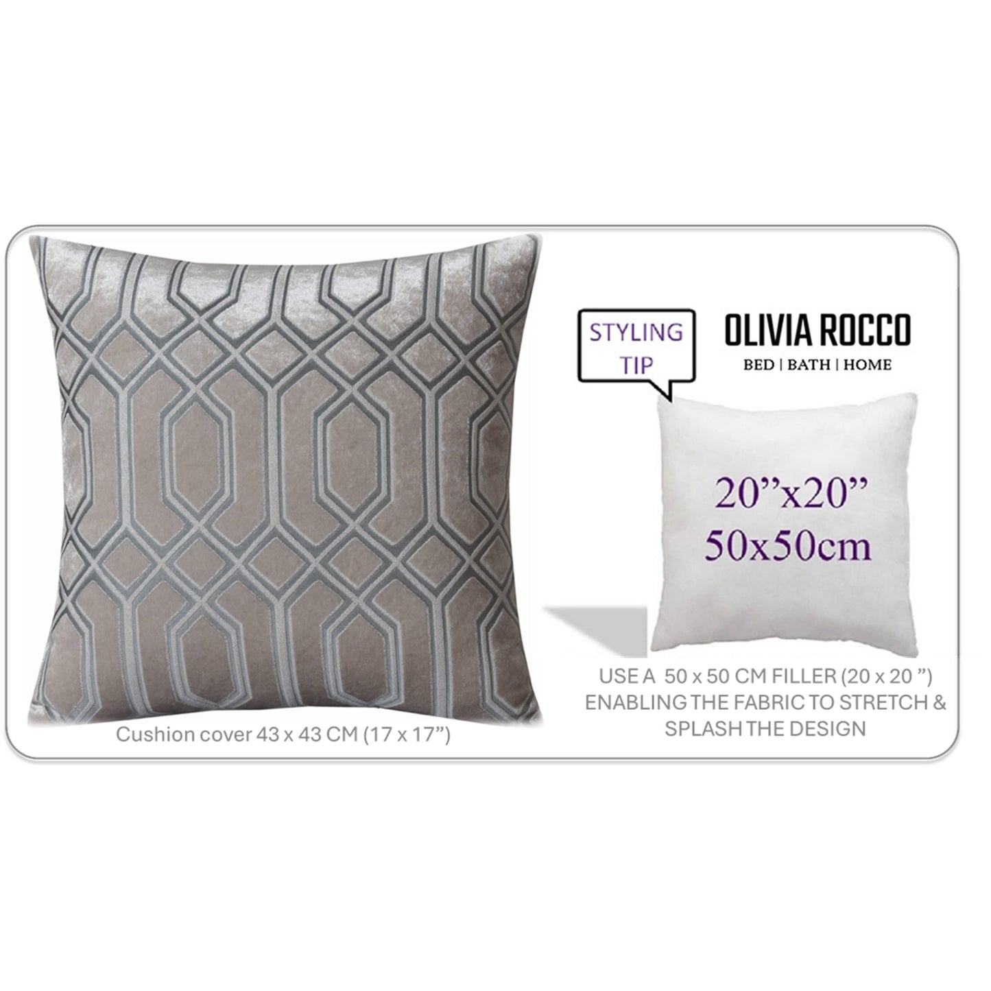 Two Pack Champagne Geometric Decorative Cushions