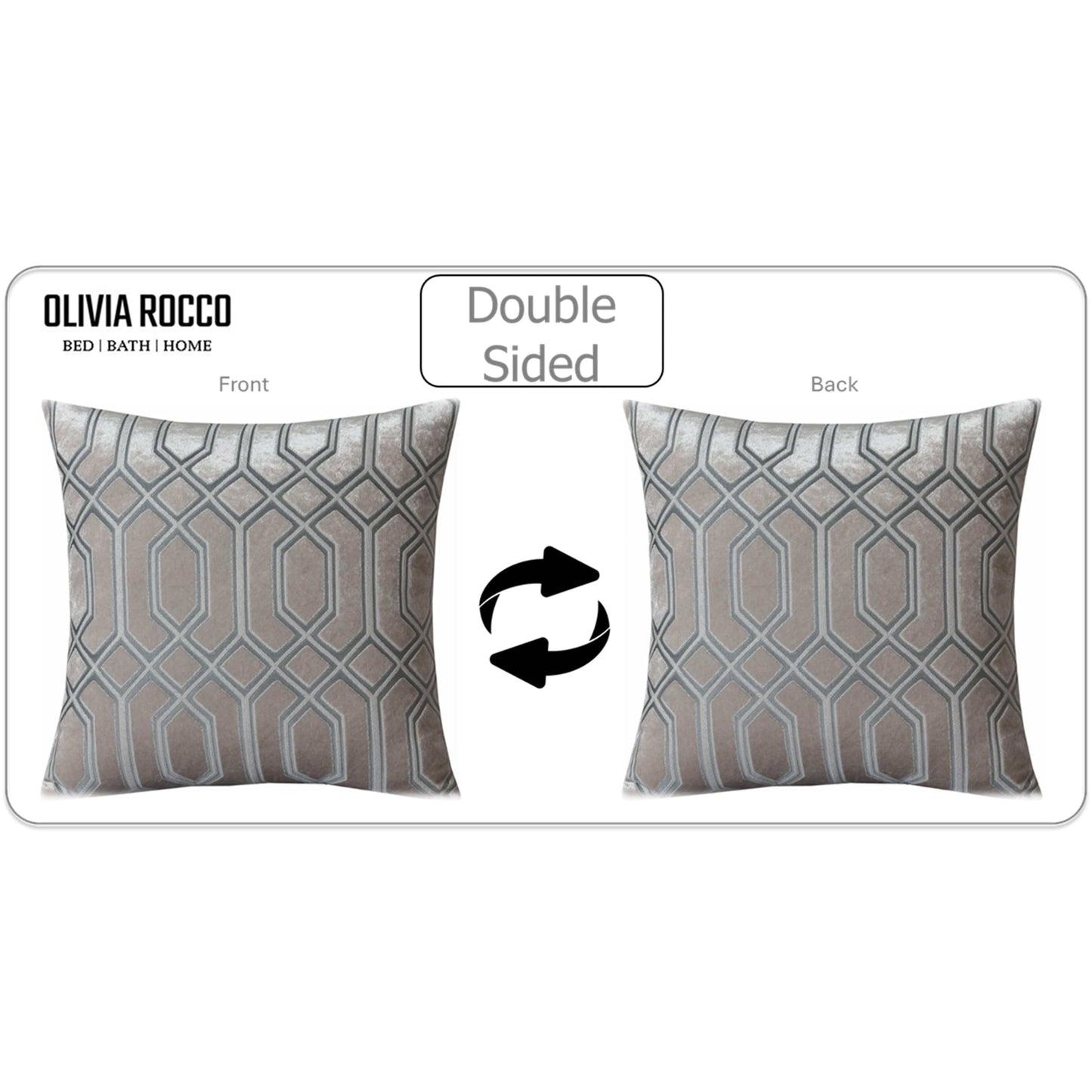 Two Pack Champagne Geometric Decorative Cushions