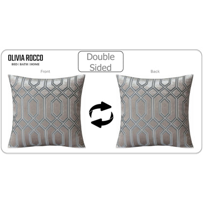 Two Pack Champagne Geometric Decorative Cushions