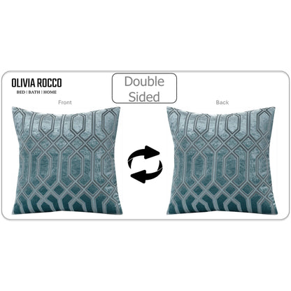 Teal Geometric Decorative Cushions