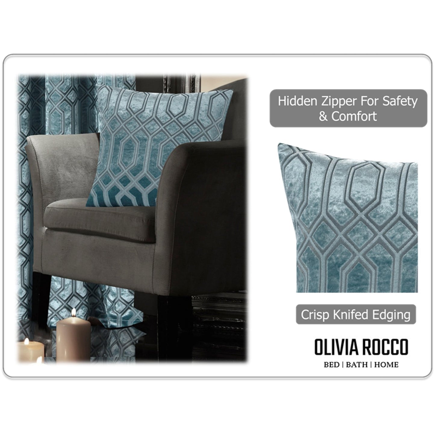 Teal Geometric Decorative Cushions