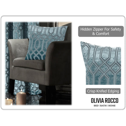 Teal Geometric Decorative Cushions